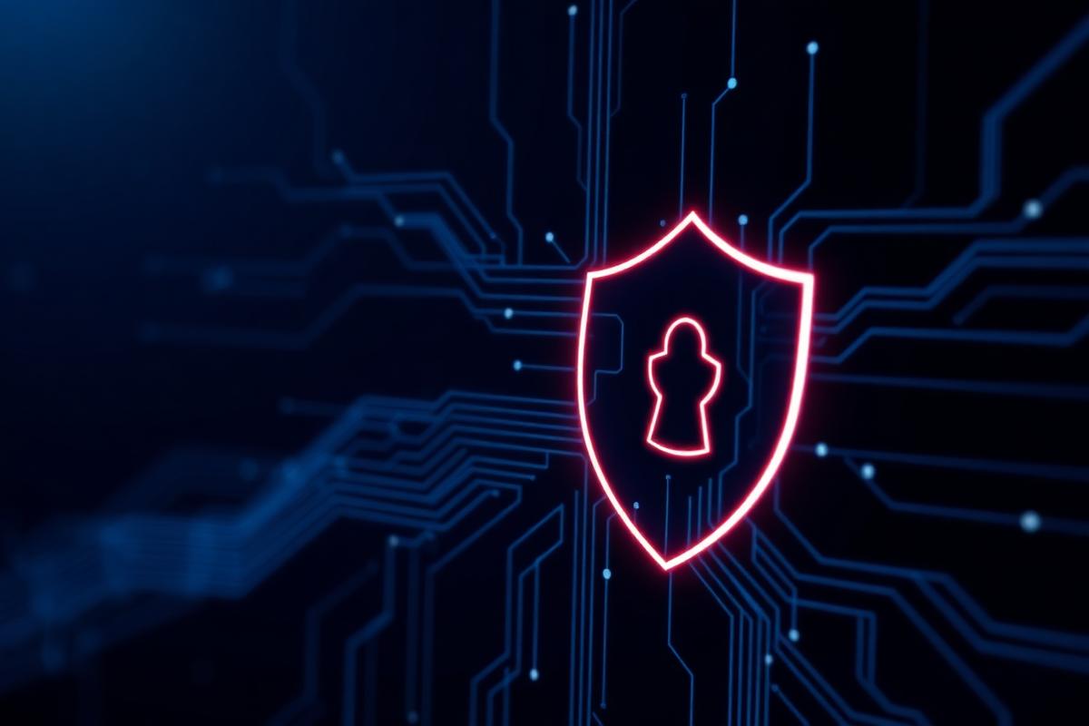 Digital shield emblem representing cybersecurity support